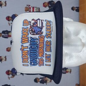 Vintage foam mesh trucker funny saying Wake up w Grouchy blue snapback hat